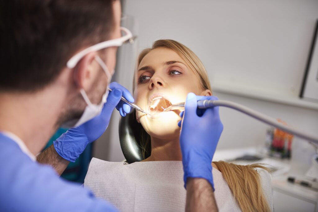 Close up of patient in dentist's clinic